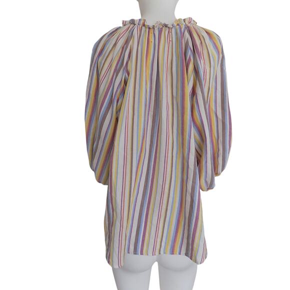 Xirena top blouse puffy sleeves multicolor striped boho size Medium - Picture 5 of 7